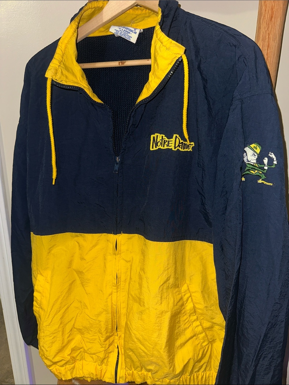 SUPER RARE Vintage 1990s Notre Dame Color Block Windbreaker zip up jacket